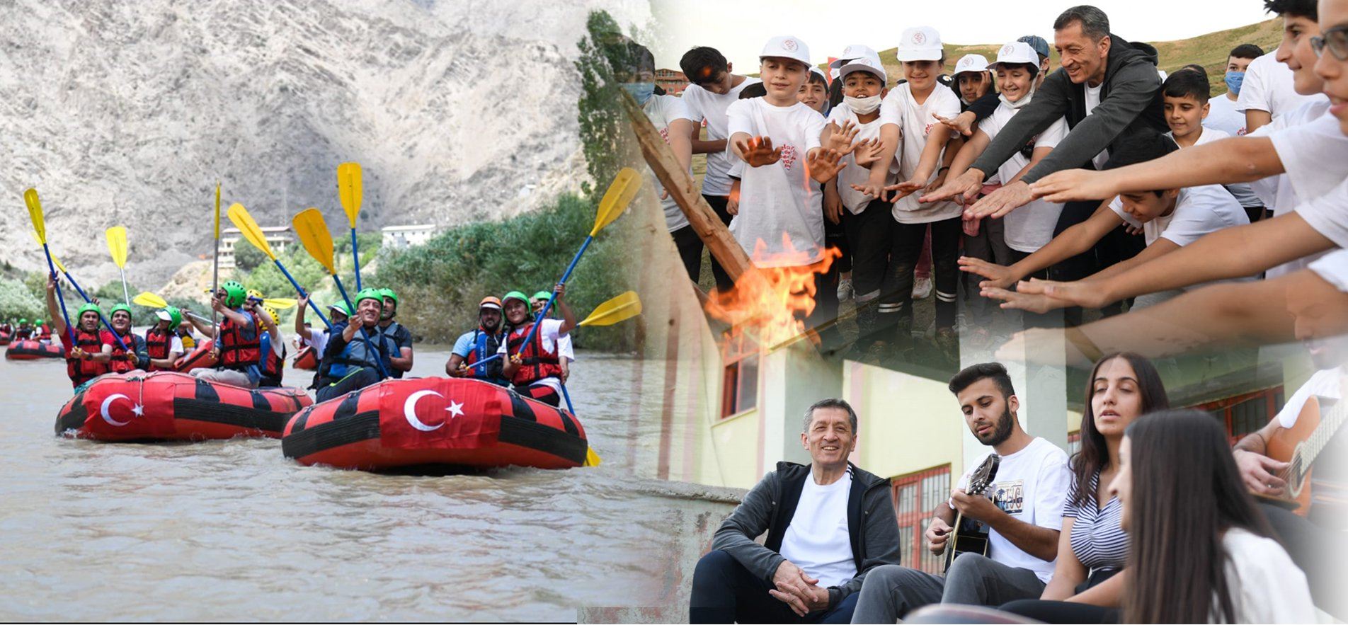 MINISTER SELÇUK SHARES THE EXCITEMENT OF STUDENTS WHO ARE RAFTING AND CAMPING AS A PART OF THE REMEDIAL TRAINING ACTVITIES IN HAKKÂRİ